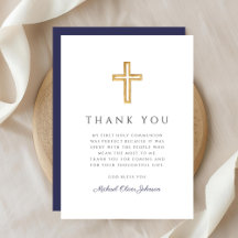 Elegant Navy Blue Religious Cross First Communion