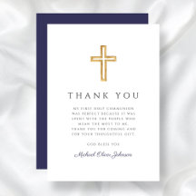 Elegant Navy Blue Religious Cross First Communion