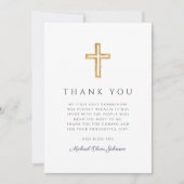 Elegant Navy Blue Religious Cross First Communion Dankeskarte (Vorderseite)