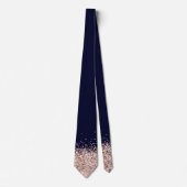 Elegant Navy Blue Rose Gold Falsch Glitter Krawatte (Vorderseite)