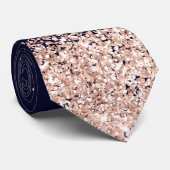 Elegant Navy Blue Rose Gold Falsch Glitter Krawatte (Gerollt)
