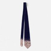Elegant Navy Blue Rose Gold Falsch Glitter Krawatte (Rückseite)