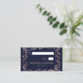 Elegant Navy Blue Rose Gold Floral Platzkarte (Stehend Vorderseite)