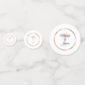 Elegant Navy Blue Rose Gold Palm Tree Hochzeit Konfetti (Rückseiten)