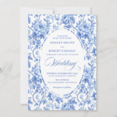 Elegant Navy Blue Roses Floral Wedding Invite Einladung (Vorderseite)
