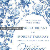 Elegant Navy Blue Roses Floral Wedding Invite Einladung