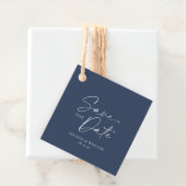 Elegant Navy Blue Save the Date Tag Geschenkanhänger (Beispiel)