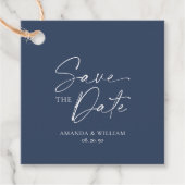 Elegant Navy Blue Save the Date Tag Geschenkanhänger (Vorderseite)