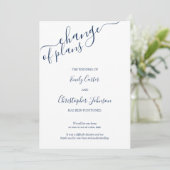 Elegant Navy Blue Script Änderung der Pläne Card Save The Date (Stehend Vorderseite)