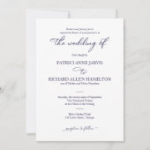 Elegant Navy Blue Script Classic Wedding Einladung (Vorderseite)