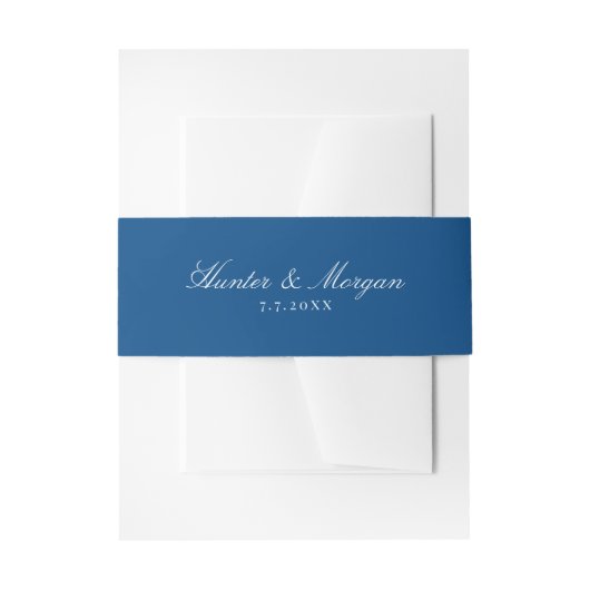 Elegant Navy Blue Script Names Wedding Einladungsbanderole (Vorderseite Beispiel)