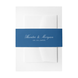 Elegant Navy Blue Script Names Wedding Einladungsbanderole