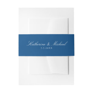 Elegant Navy Blue Script Names Wedding Einladungsbanderole