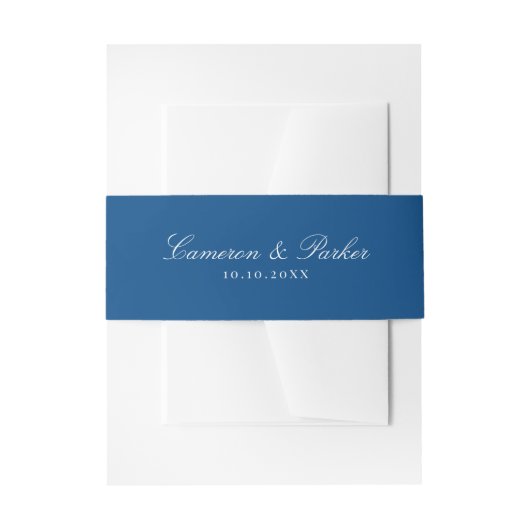 Elegant Navy Blue Script Names Wedding Einladungsbanderole (Vorderseite Beispiel)