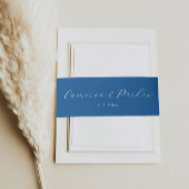 Elegant Navy Blue Script Names Wedding Einladungsbanderole