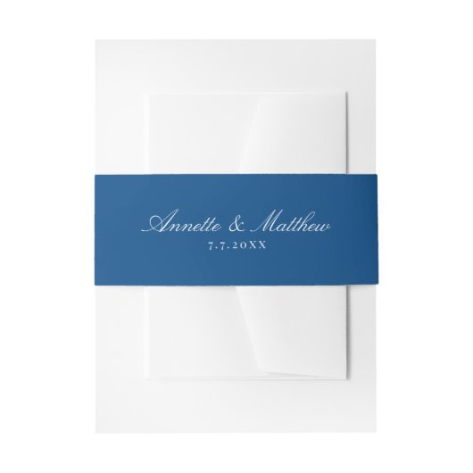 Elegant Navy Blue Script Names Wedding Einladungsbanderole (Vorderseite Beispiel)