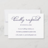 Elegant Navy Blue Script Online Wedding RSVP Card (Vorderseite)