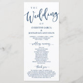 Elegant Navy Blue Script, Unsere Hochzeitsfeier Programm (Vorderseite)
