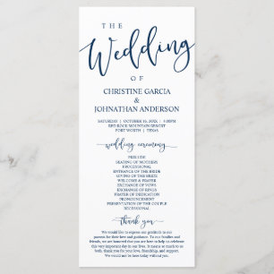 Elegant Navy Blue Script, Unsere Hochzeitsfeier Programm