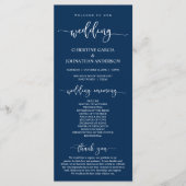 Elegant Navy Blue Script, Unsere Hochzeitsfeier Programm (Vorderseite)
