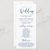 Elegant Navy Blue Script, Unsere Hochzeitsfeier Programm (Vorne/Hinten)
