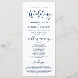 Elegant Navy Blue Script, Unsere Hochzeitsfeier Programm