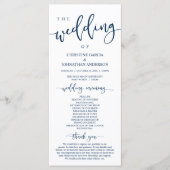 Elegant Navy Blue Script, Unsere Hochzeitsfeier Programm (Vorderseite)