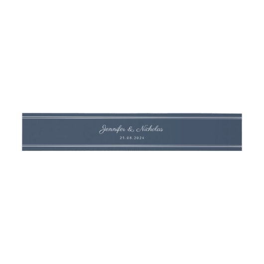 Elegant Navy Blue Script Wedding Einladungsbanderole (Flach)