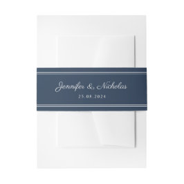 Elegant Navy Blue Script Wedding Einladungsbanderole