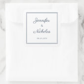 Elegant Navy Blue Script Wedding Quadratischer Aufkleber (Tasche)