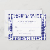 Elegant Navy Blue Shibori Gefärbte Krawatte Hochze RSVP Karte (Vorderseite)