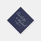 Elegant Navy Blue Signature Wedding Napkins Serviette (Ecke)