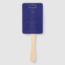 Elegant Navy Blue Silver Calligraphy Wedding Fächer
