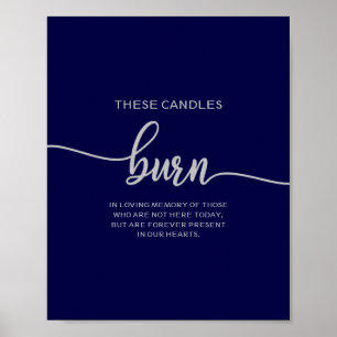 Elegant Navy Blue Silver Diese Kerzen brennen Poster