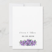 Elegant Navy Blue Silver Floral Wedding Einladung (Rückseite)