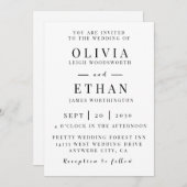 Elegant Navy Blue Silver Floral Wedding Einladung (Vorne/Hinten)