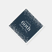 Elegant Navy Blue Silver Glitzer 60. Geburtstag Serviette (Ecke)