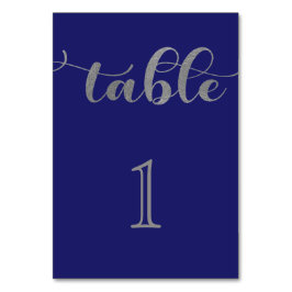 Elegant Navy Blue Silver Minimal Wedding Tischnummer