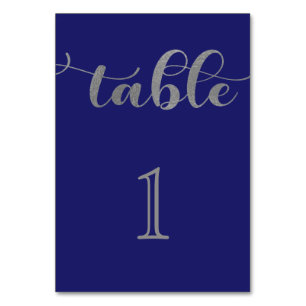 Elegant Navy Blue Silver Minimal Wedding Tischnummer