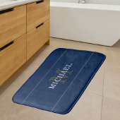 Elegant Navy Blue Silver Monogram Personalisiert Badematte