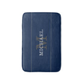 Elegant Navy Blue Silver Monogram Personalisiert Badematte (Vorderseite Vertikal)