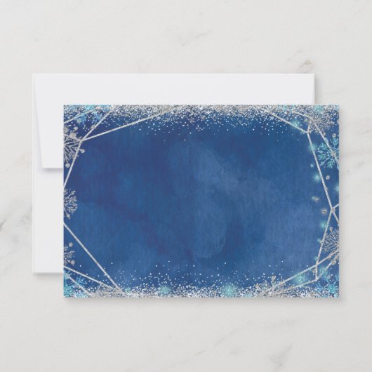 Elegant Navy Blue Silver Weihnachten Quinceañera Q RSVP Karte (Rückseite)