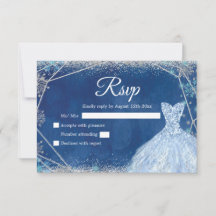 Elegant Navy Blue Silver Winter Quinceañera