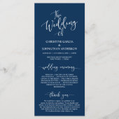 Elegant Navy Blue Skript, Hochzeitfeier Programm (Vorderseite)
