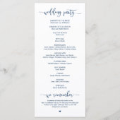 Elegant Navy Blue Skript, Hochzeitfeier Programm (Rückseite)