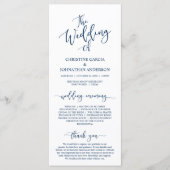 Elegant Navy Blue Skript, Hochzeitfeier Programm (Vorderseite)