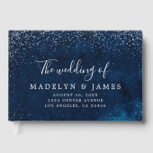 Elegant Navy Blue Sparkle Wedding Gästebuch (Vorderseite)