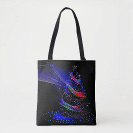 Elegant Navy Blue Starry Christmas Tree Tasche