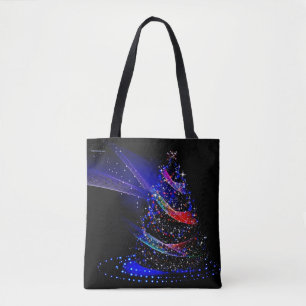 Elegant Navy Blue Starry Christmas Tree Tasche