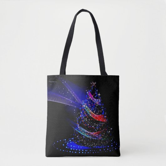 Elegant Navy Blue Starry Christmas Tree Tasche (Vorderseite)